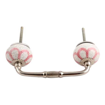 Pink Sunflower Cackle Ceramic Bridge Handle